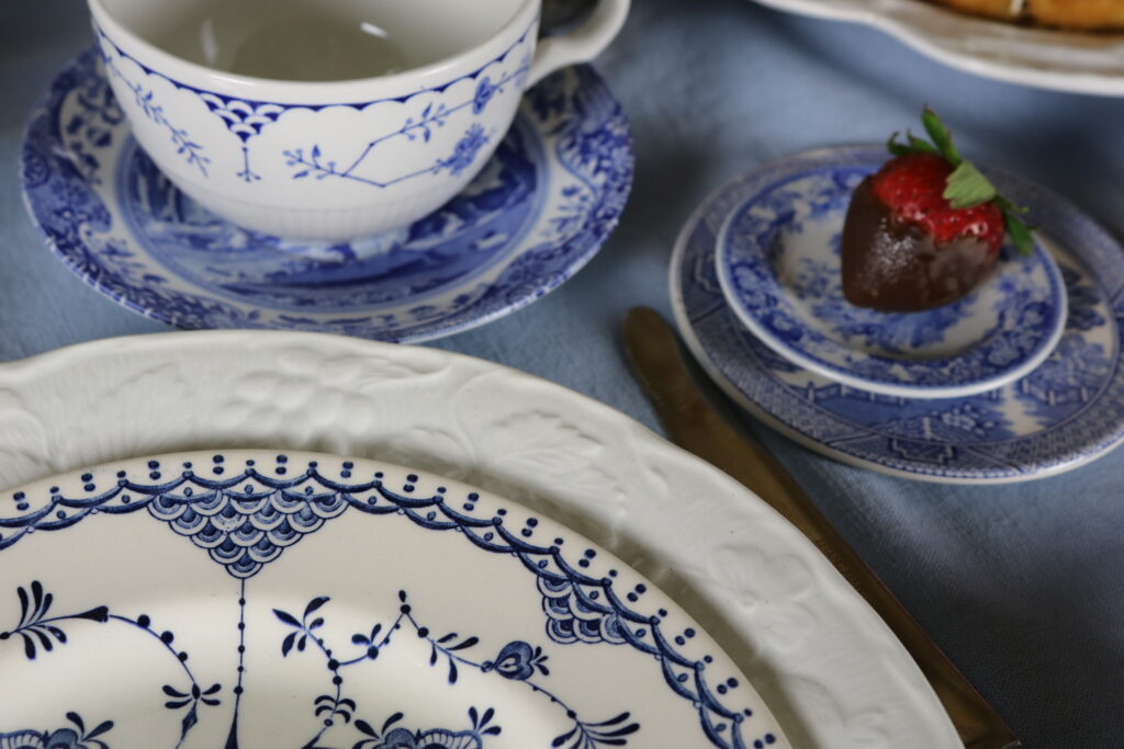Mix and match blue and white vintage china